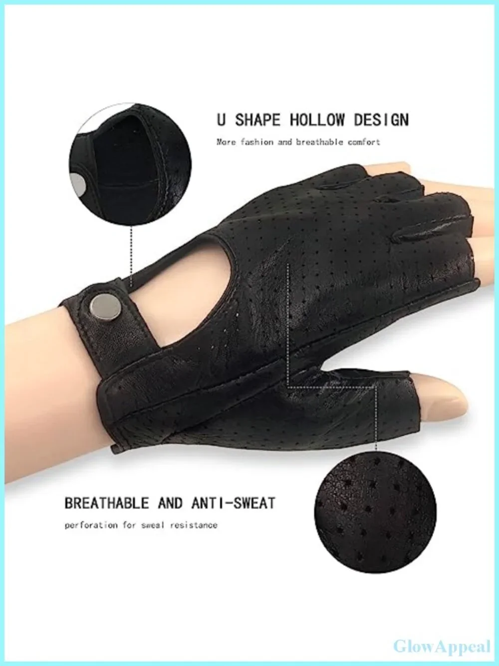 Womens Fingerless Driving Gloves Premium Lambskin Leather Breathable